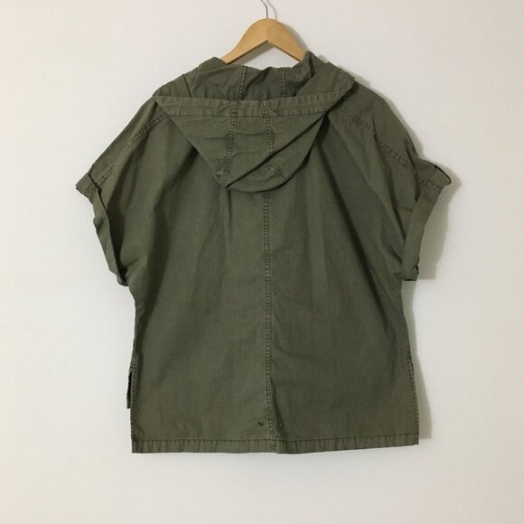 American Eagle Oversize S/S Army Olive Green Hooded Military Utility Jacket - M - Picture 3 of 10